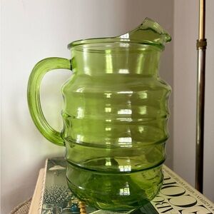Vintage Green Glass Pitcher
